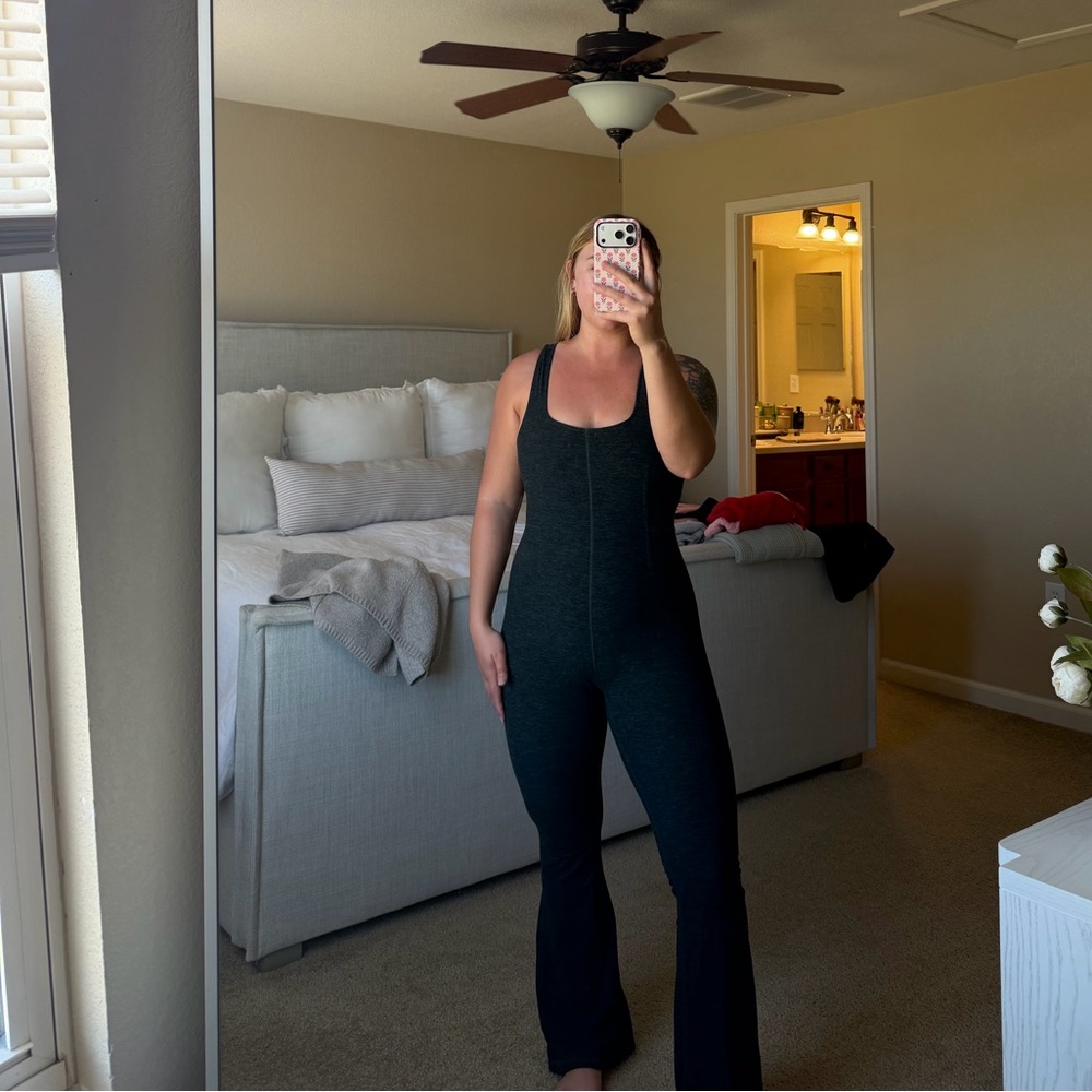 Fabletics Women's Dark Forest Green Scoop-Neck Jumpsuit Romper